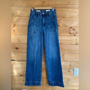 Universal Thread High Rise Wide Leg Dark Wash Denim Blue Jeans Fair Trade Size 0